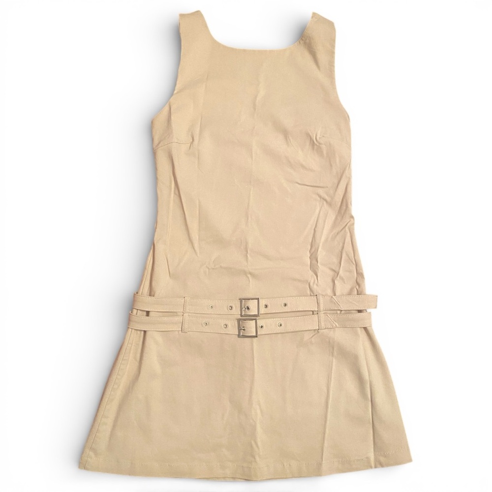 Khaki belted mini dress